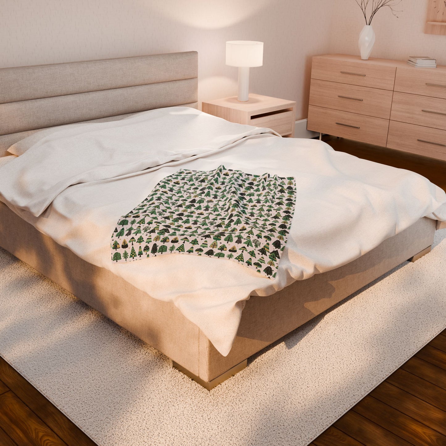 Mini Vintage Green Trees Velveteen Plush Blanket, 30" x 40"