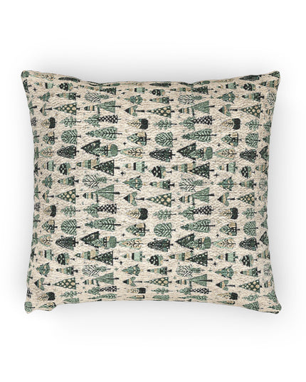 Mini Vintage Green Trees Woven Pillow, 17" x 18"
