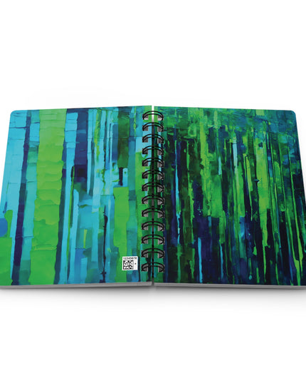 Striped Blue Green Spiral Bound Journal, 5" x 7" 150 pages