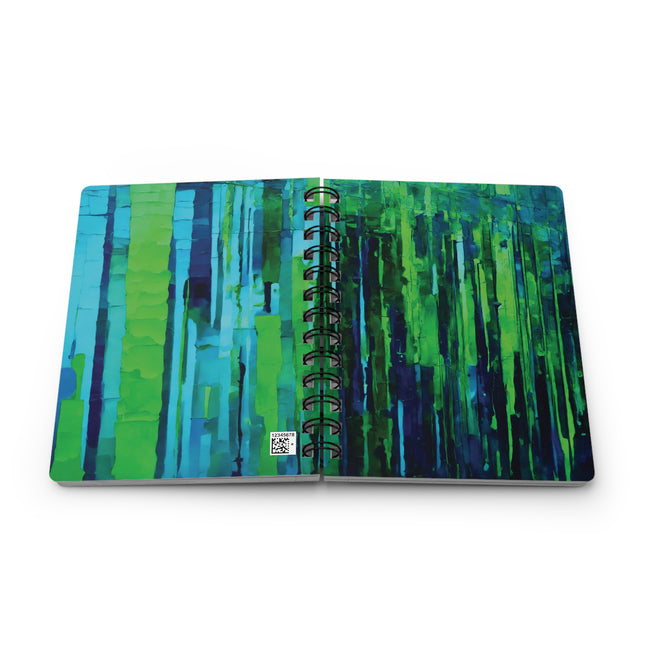 Striped Blue Green Spiral Bound Journal, 5" x 7" 150 pages