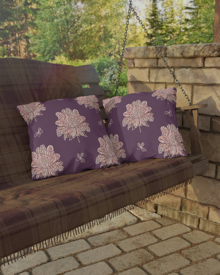 Pink Floral Butterflies 18" x 18" Outdoor Pillow