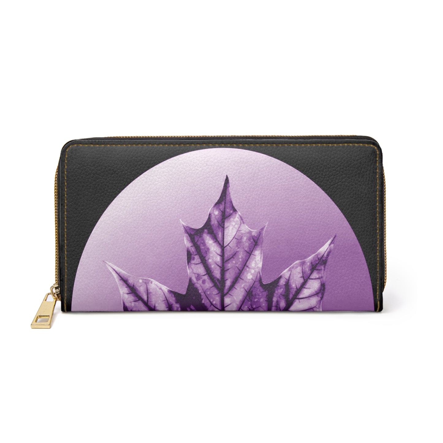 Purple Maple Leaf Elegant Abstract Zipper Wallet - Stylish & Functional Accessory for Everyday Use