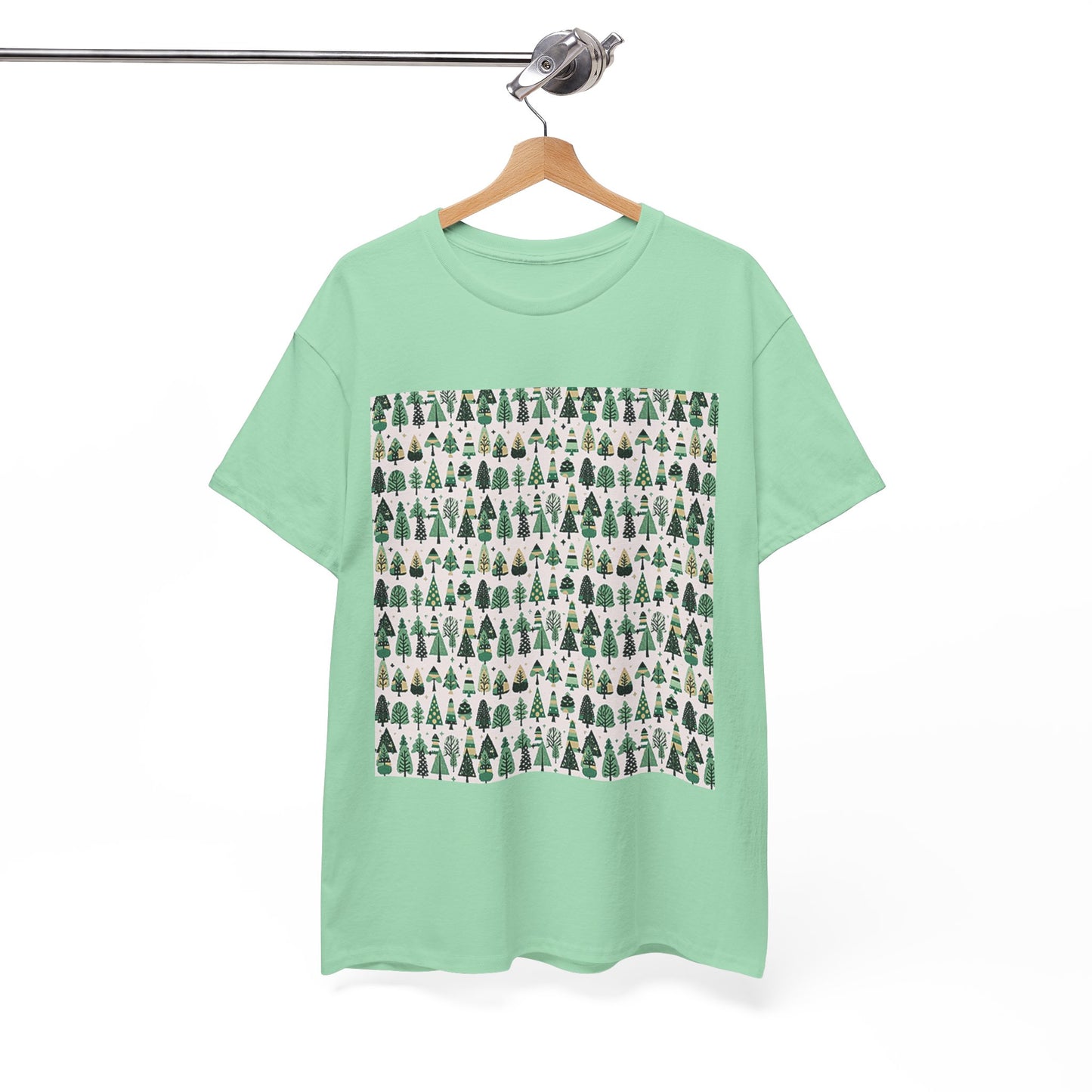 Mini Vintage Green Trees Unisex Heavy Cotton Tee, Medium
