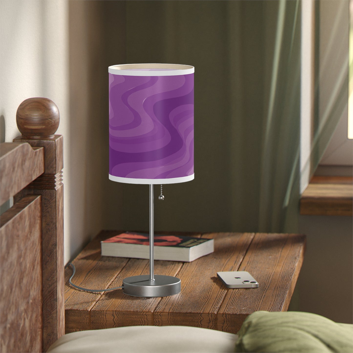 Wavey Purple Wavey Table Lamp on a White or Silver Stand, US|CA plug