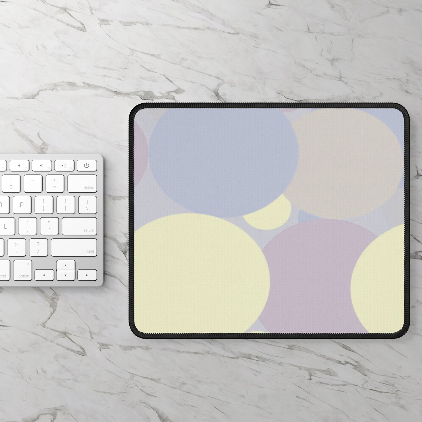Pastel Soft Blue and Soft White Patches 9" x 7" Gaming Mouse Pad