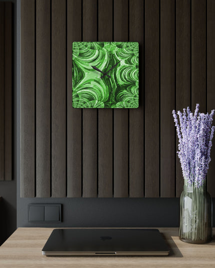 Uzi Spiral Mint Pastel Acrylic Wall Clock, Round or Square, 10.75" x 10.75"