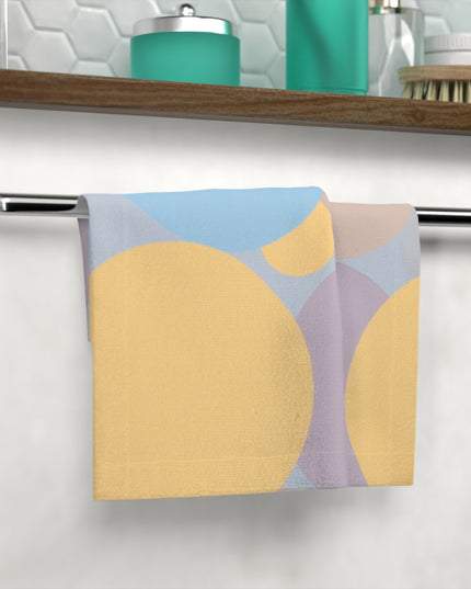 Pastel Baby Blue and Peach Patches Face Towel, 13" x 13"