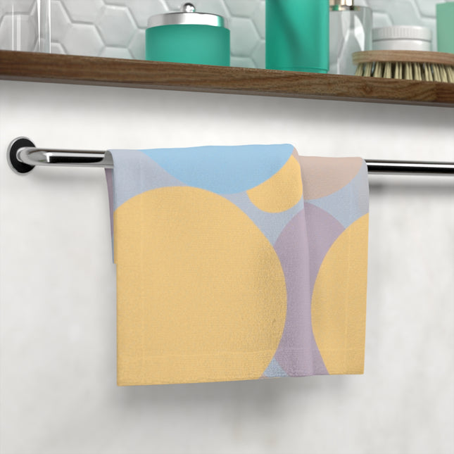 Pastel Baby Blue and Peach Patches Face Towel, 13" x 13"