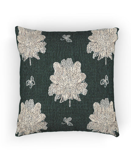 Soft White Floral Butterflies Woven Pillow, 17" x 18"