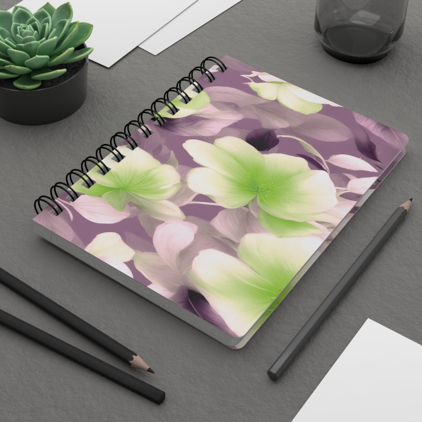 Lime Lavender Floral Bunch Bound Journal, 5" x 7" 150 pages