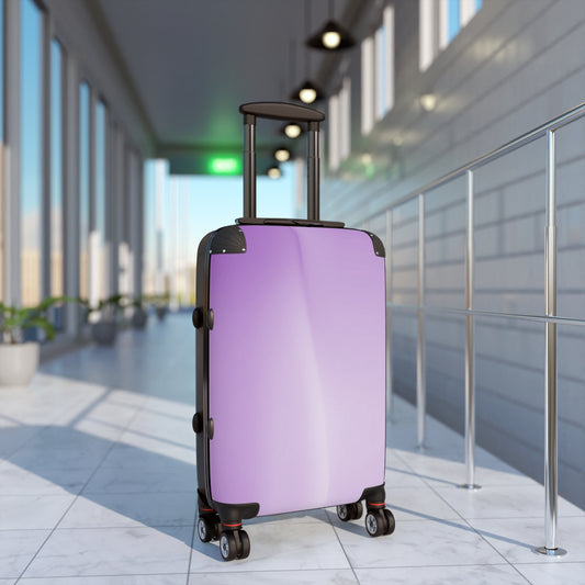 Soft Lavender Fade Small Suitcase with built in lock, 4 double-wheels, telescopic handle, and ABS back hard-shell