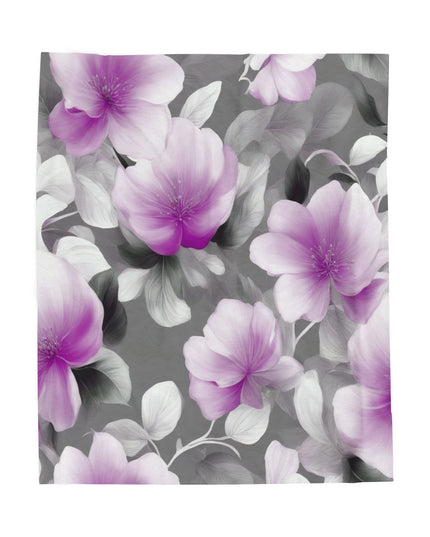 Purple Blossom Floral Bunch Velveteen Plush Blanket, 50" x 60"