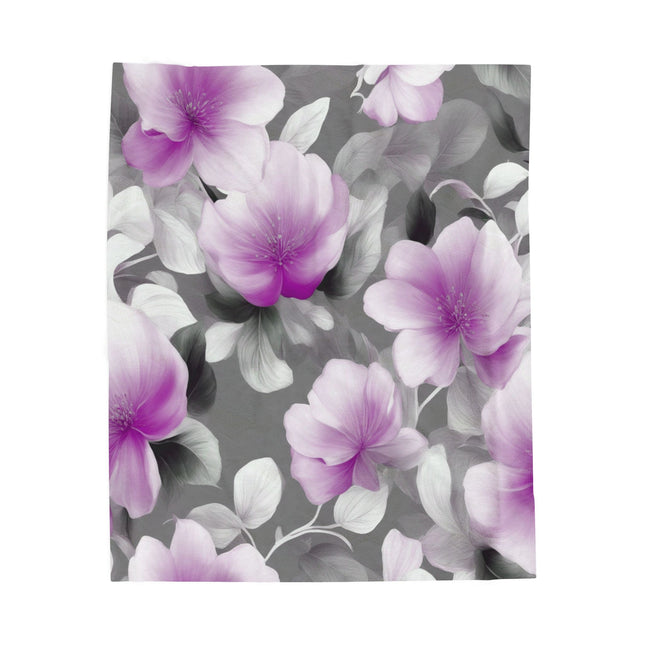 Purple Blossom Floral Bunch Velveteen Plush Blanket, 50" x 60"