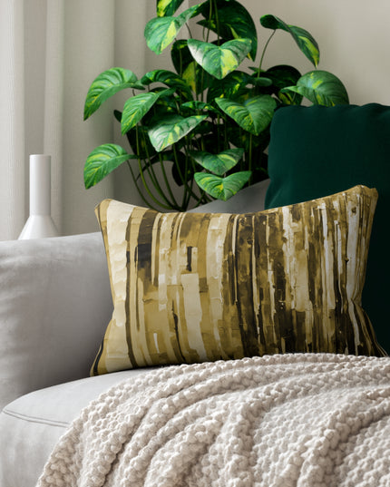 Striped Light Brown Pastel Spun Polyester Lumbar Pillow, 20" x 14"