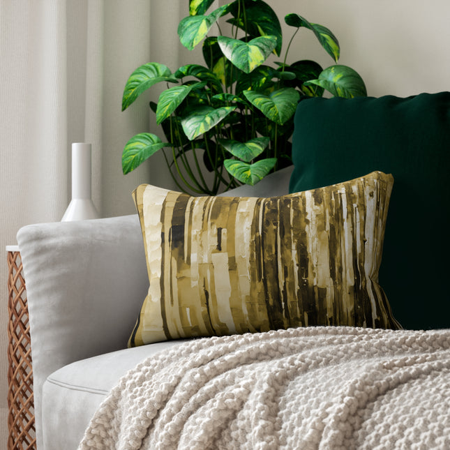 Striped Light Brown Pastel Spun Polyester Lumbar Pillow, 20" x 14"