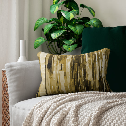 Striped Light Brown Pastel Spun Polyester Lumbar Pillow, 20" x 14"