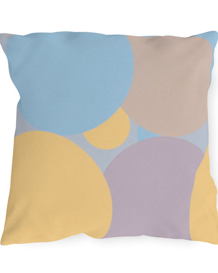 Pastel Baby Blue and Peach Patches 18" x 18" Outdoor Pillows