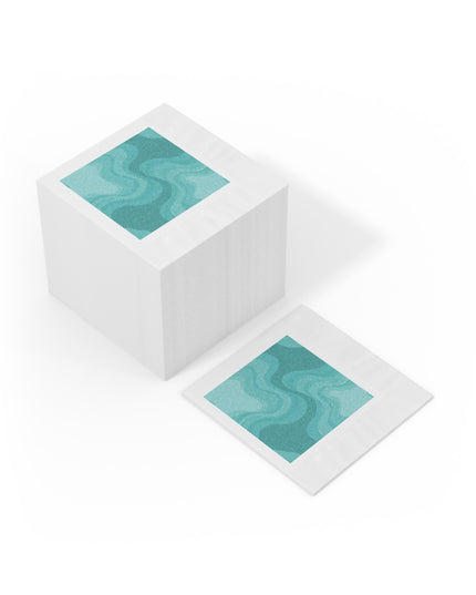 Tif Green Wavey White Coined Napkins, 6.5" x 6.5"