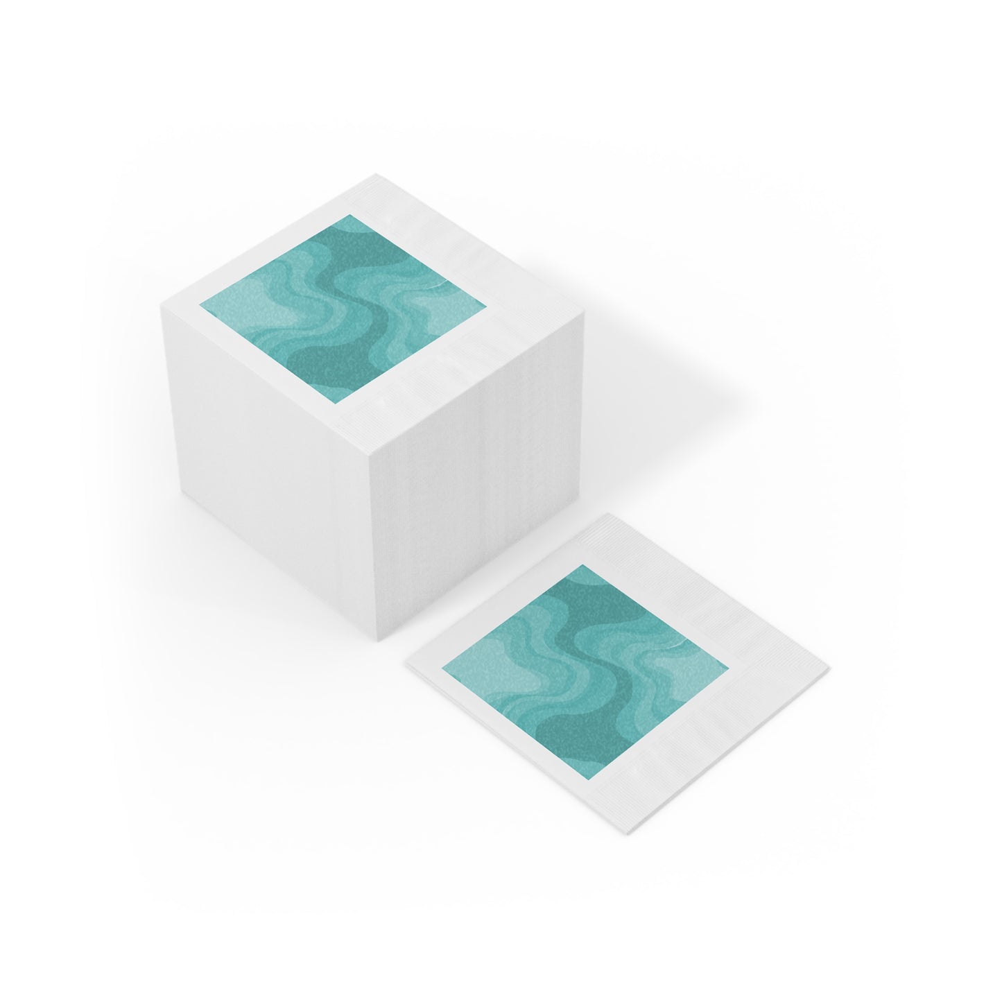Tif Green Wavey White Coined Napkins, 6.5" x 6.5"