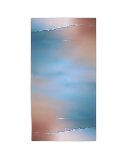 Blue Sea Peach Fog Beach Towel, 24" x 44"