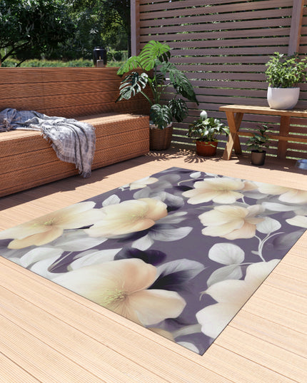 White Blush Floral Bunch Outdoor Rug, 60" x 84"