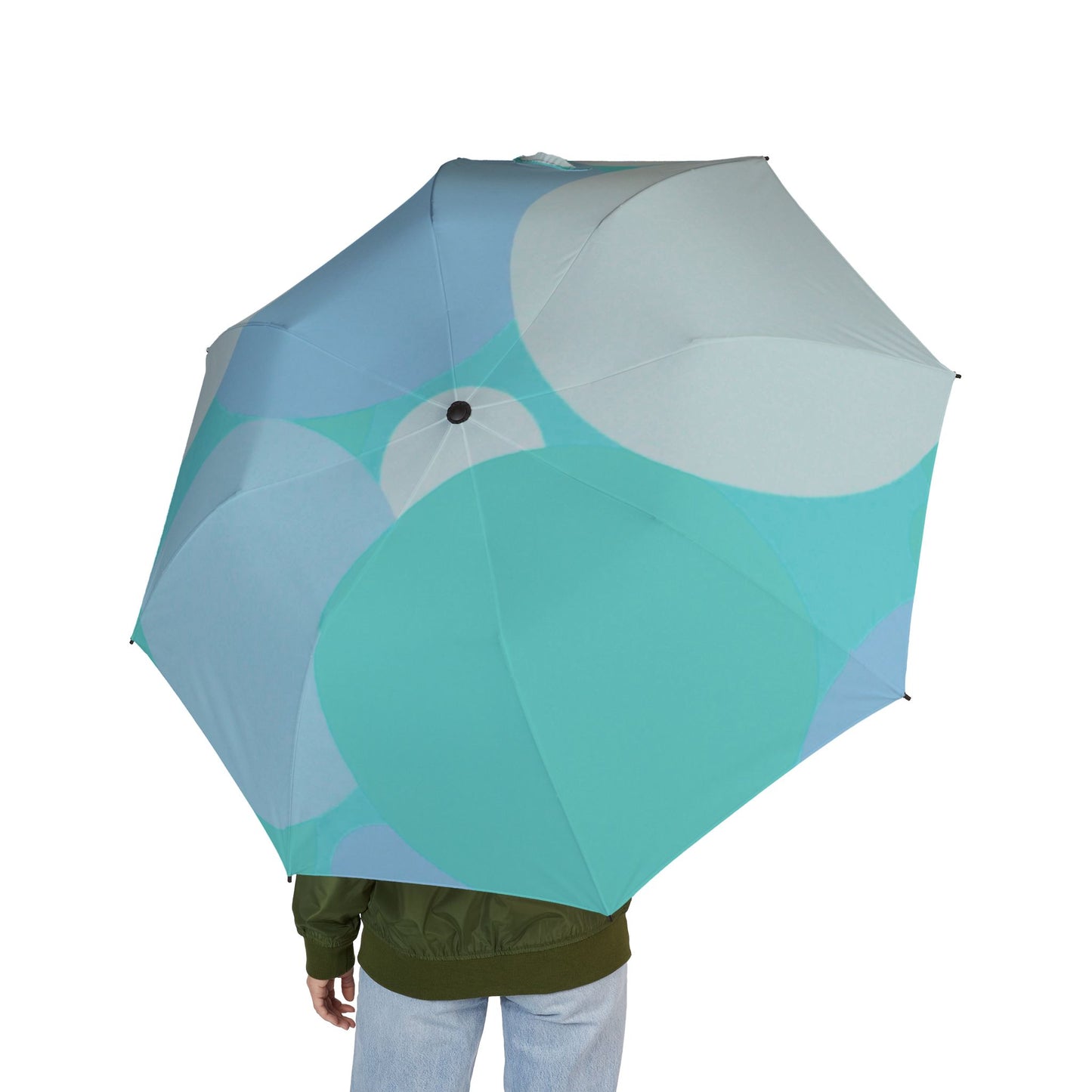 Pastel Tan and Tif Patches Foldable Umbrella - Compact & Chic