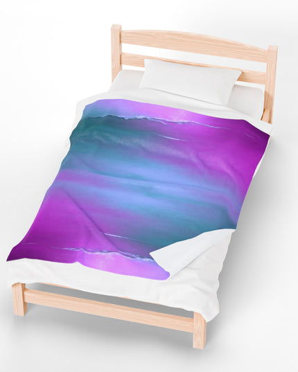 Dark Blue Green Sea Purple Fog Velveteen Plush Blanket, 50" x 60"