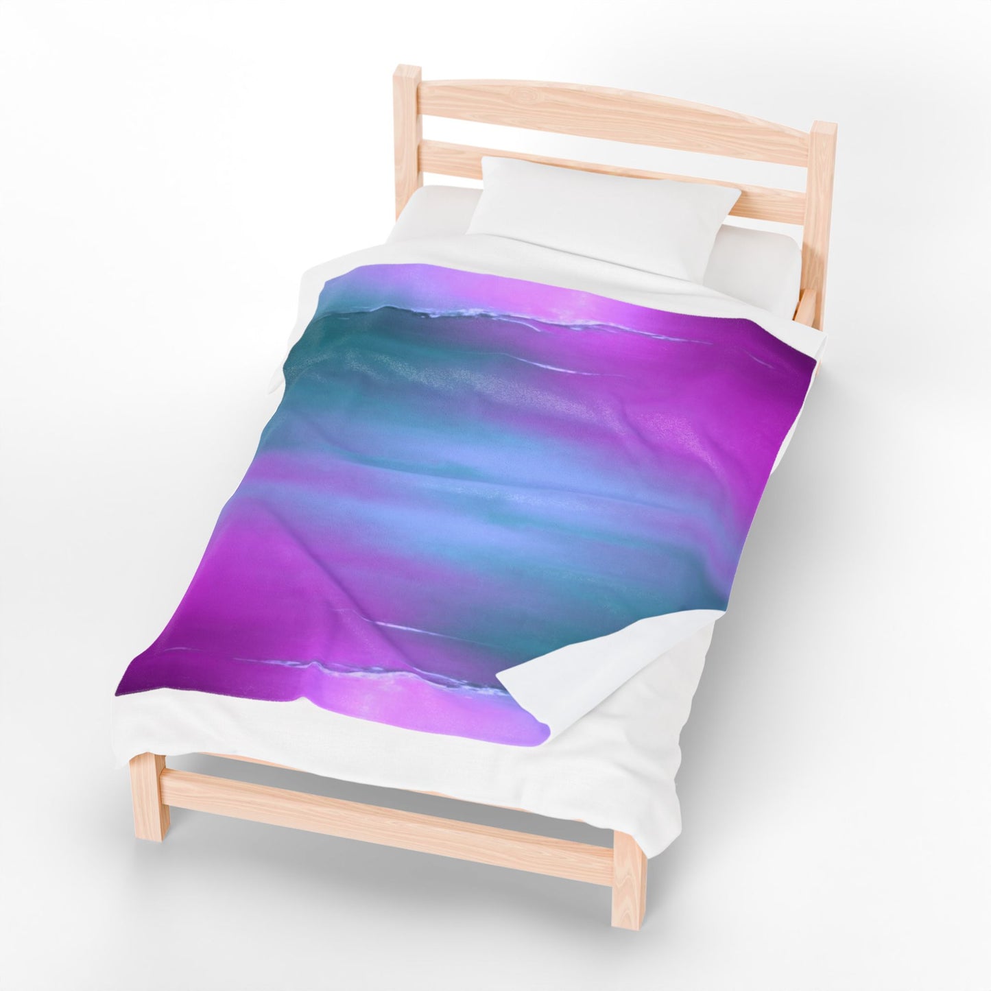Dark Blue Green Sea Purple Fog Velveteen Plush Blanket, 50" x 60"