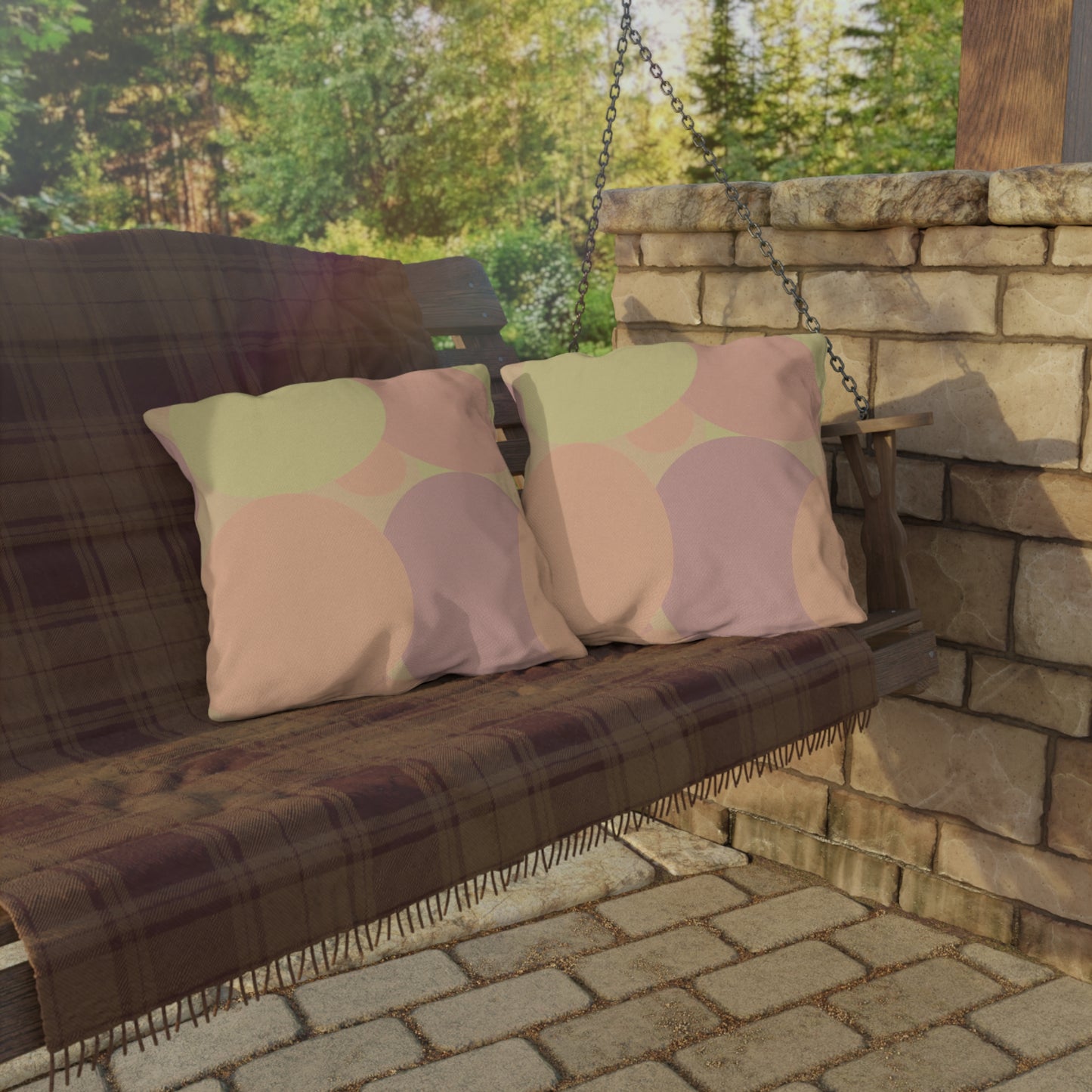 Pastel Hot Peach Patches 20" x 20" Outdoor Pillow