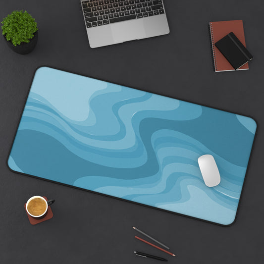 Sky Blue Wavey 16" x 32" Desk Mat