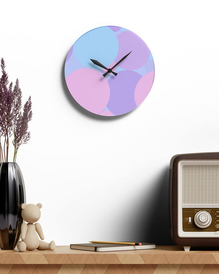 Pastel Purple and Mauve Patches Acrylic Wall Clock, Round or Square, 10.75" x 10.75"