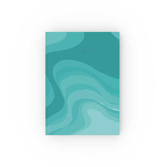 Tif Green Wavey 5.2" x 7.4" Hard Backed Journal with 128 blank pages