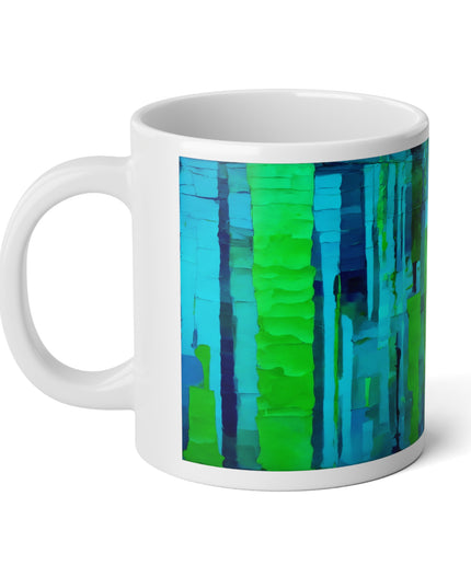 Striped Blue Green 20 oz White Glossy Jumbo Mug
