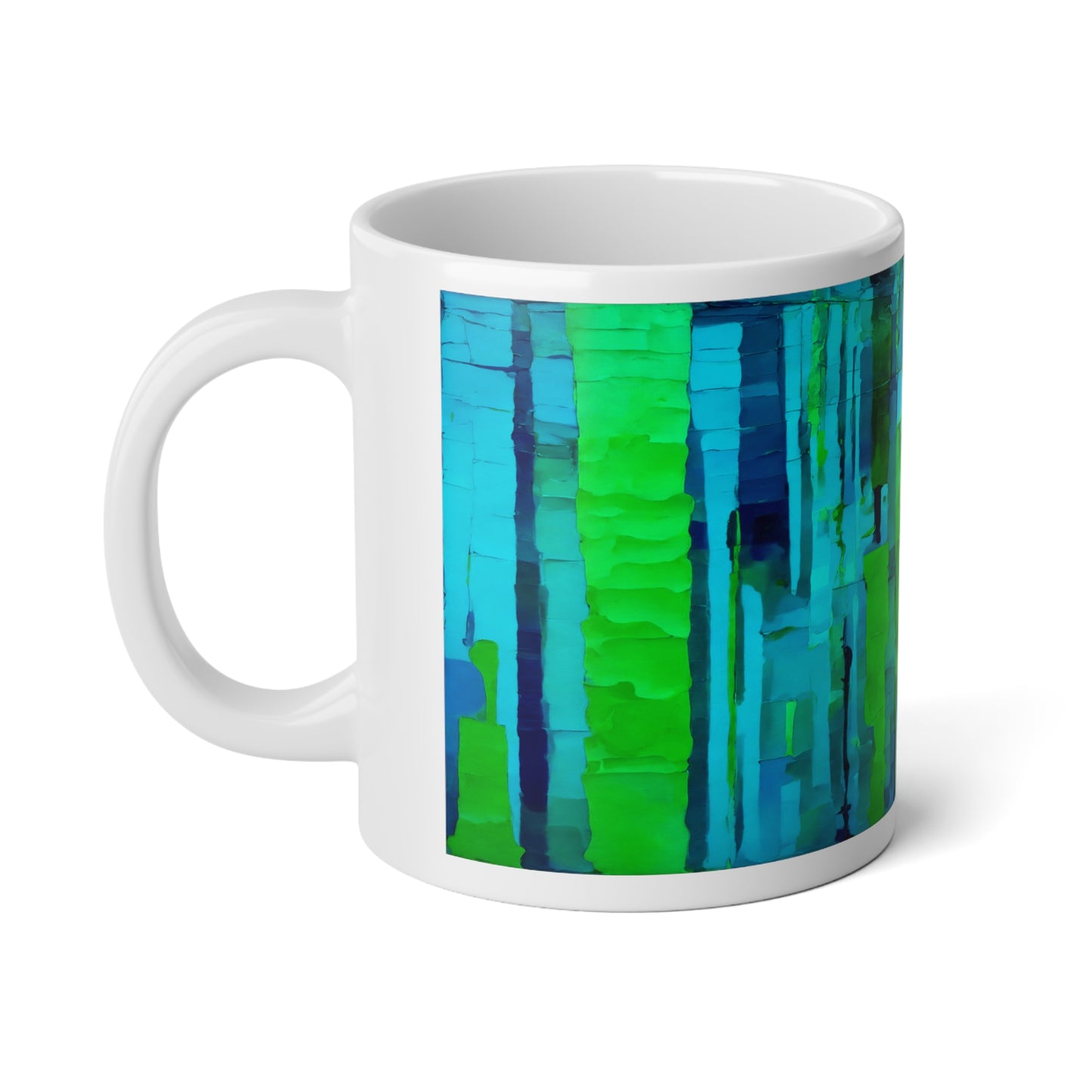 Striped Blue Green 20 oz White Glossy Jumbo Mug