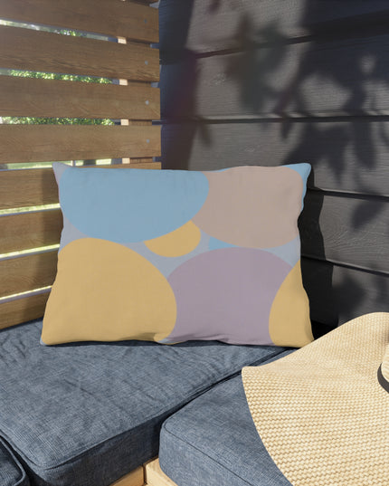 Pastel Baby Blue and Peach Patches 20" x 14" Outdoor Pillow