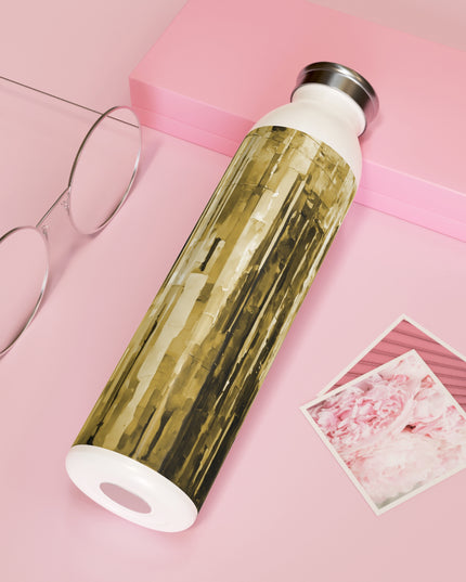 Striped Light Brown Slim Water Bottle, 20 oz White
