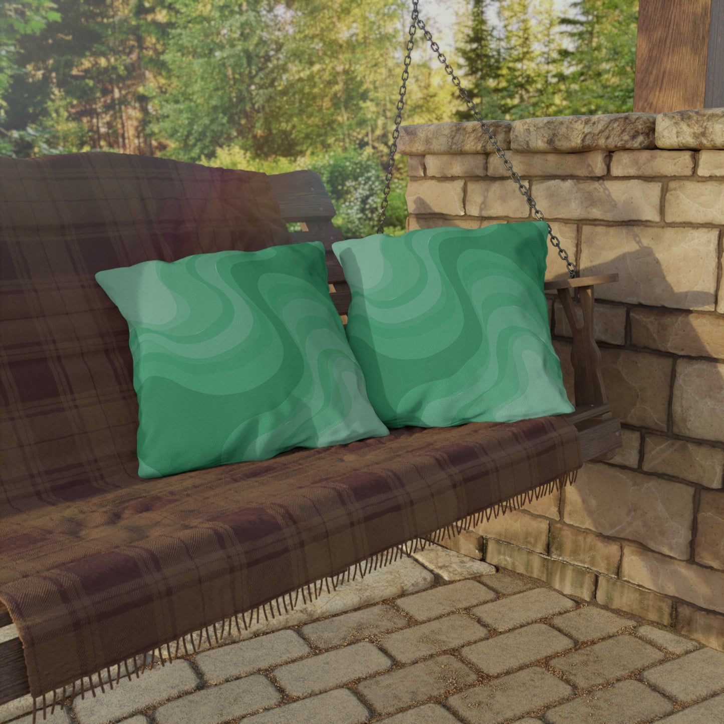 Mint Green Wavey 20" x 20" Outdoor Pillow