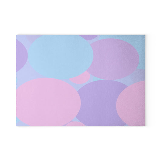 Pastel Purple and Mauve Patches 8" x 11" Glass Cutting Board