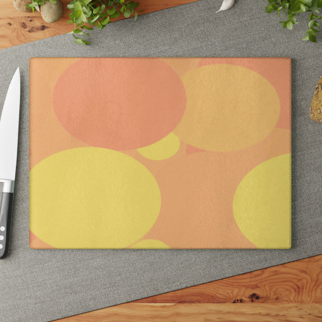 Pastel Bright Oranges Patches 11" x 15" Glass Cutting Board