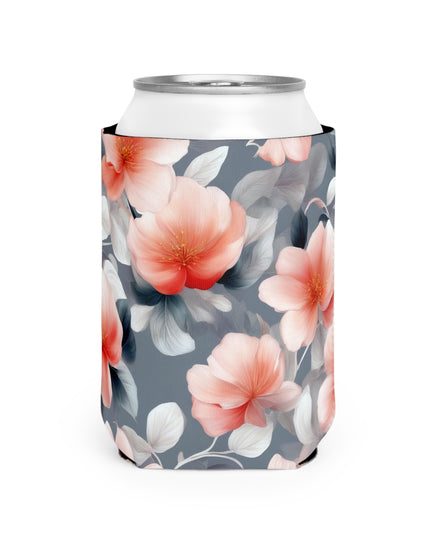 Red Blossom Floral Bunch 12 oz Can Cooler Sleeve