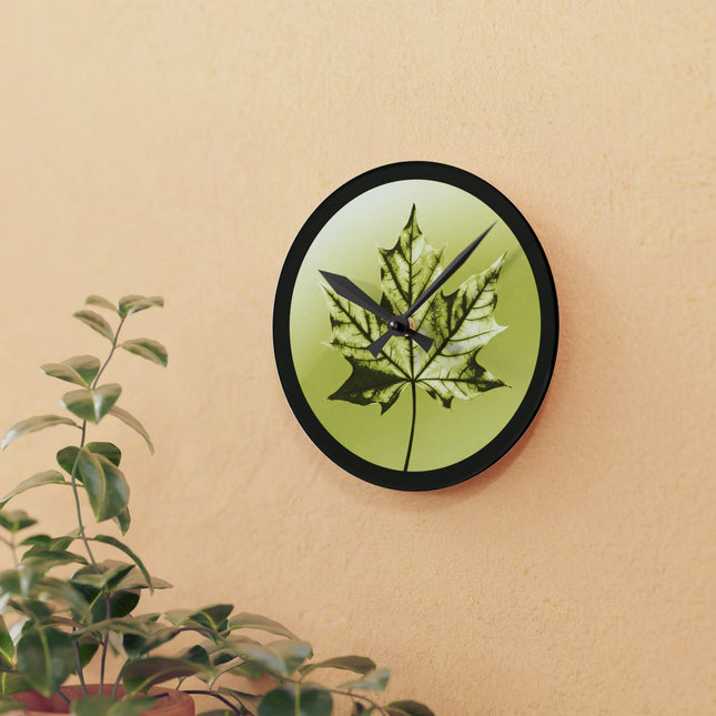 Lemon Maple Leaf Acrylic Round Wall Clock, 8" x 8"