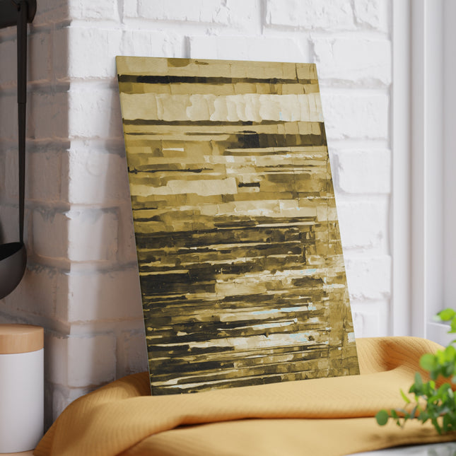 Striped Light Brown 8" x 11" Glass Cutting Board