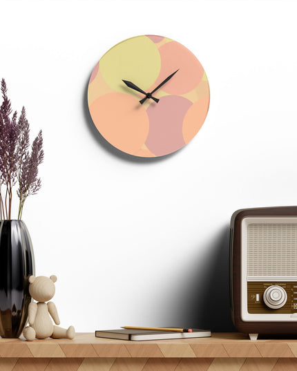 Pastel Hot Peach Patches Acrylic Wall Clock, Round or Square, 10.75" x 10.75"