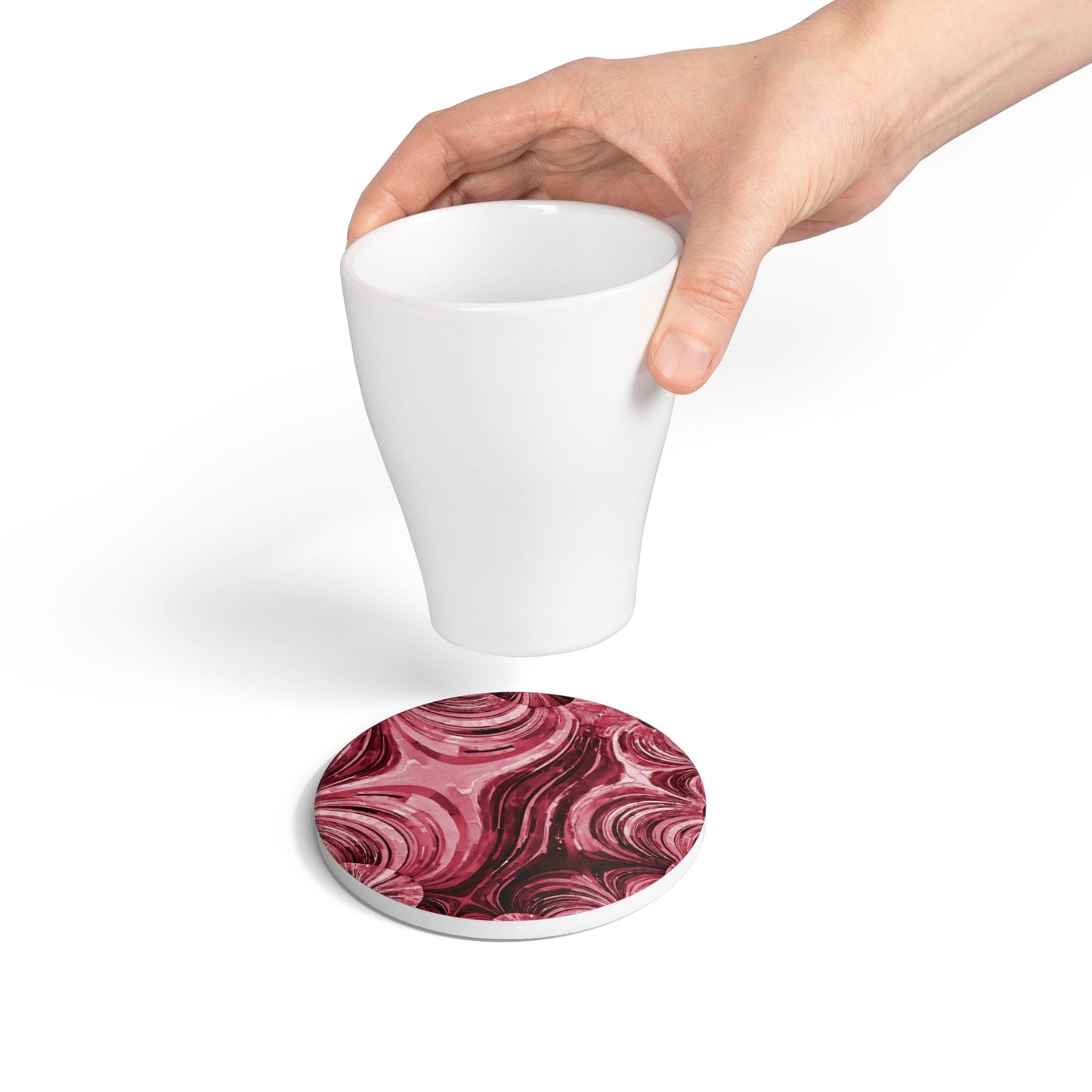 Uzi Spiral Ruby 4" x 4" Round Ceramic Coaster