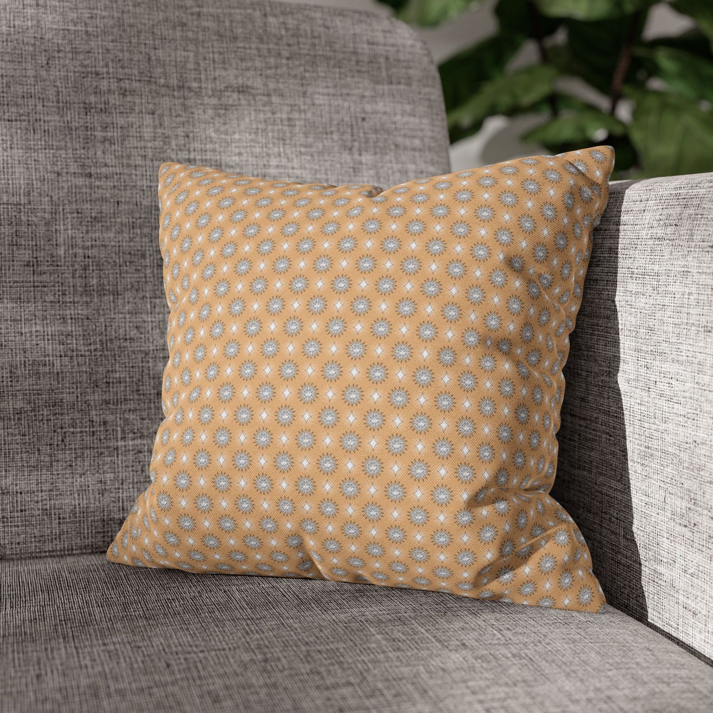 Tan Sunset Star-crossed Bodies Spun Polyester Square Pillowcase, 14" x 14"