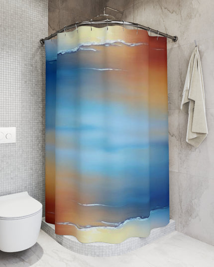 Blue Sea Red Orange Fog Shower Curtains, 71" x 74"
