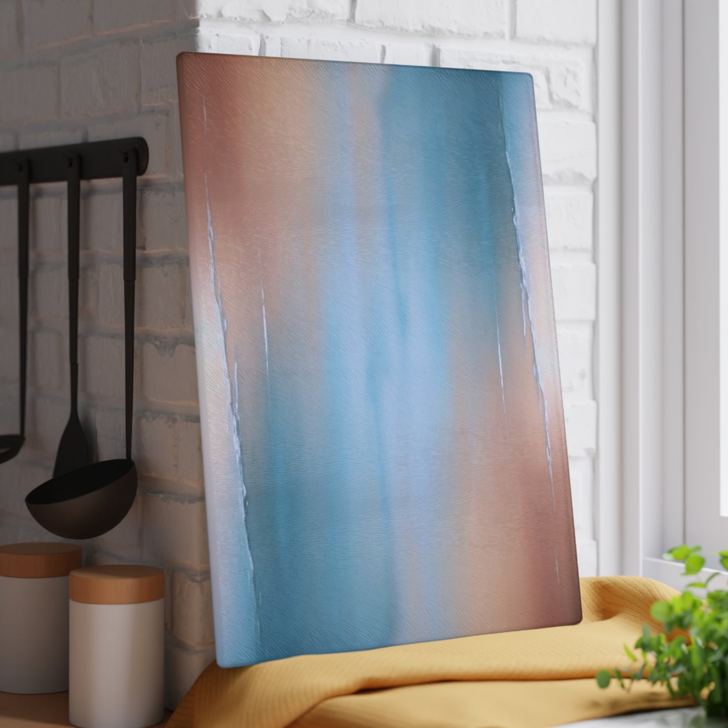 Blue Sea Peach Fog Glass Cutting Board, 11" x 15"