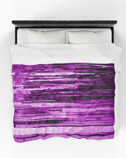 Striped Powder Lavender Velveteen Plush Blanket, 60" x 80"