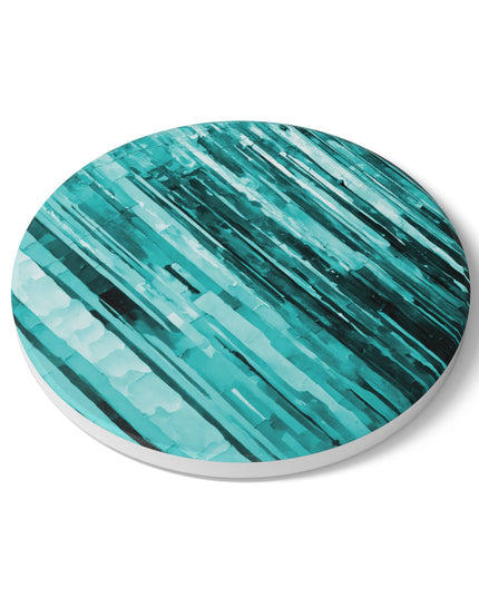 Striped Tif 4" x 4" Round Ceramic Coaster