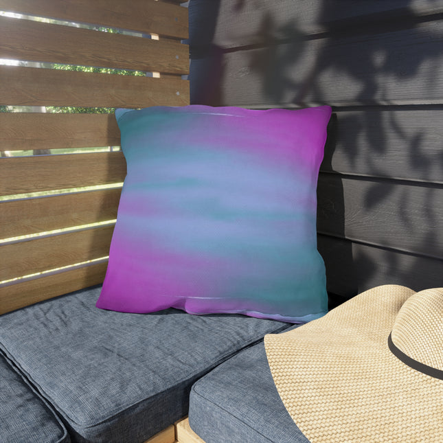 Dark Blue Green Sea Purple Fog 18" x 18" Outdoor Pillows